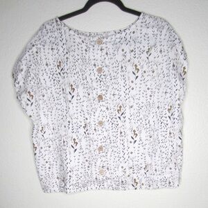 CYNTHIA ROWLEY 100% linen top with floral pattern – size large